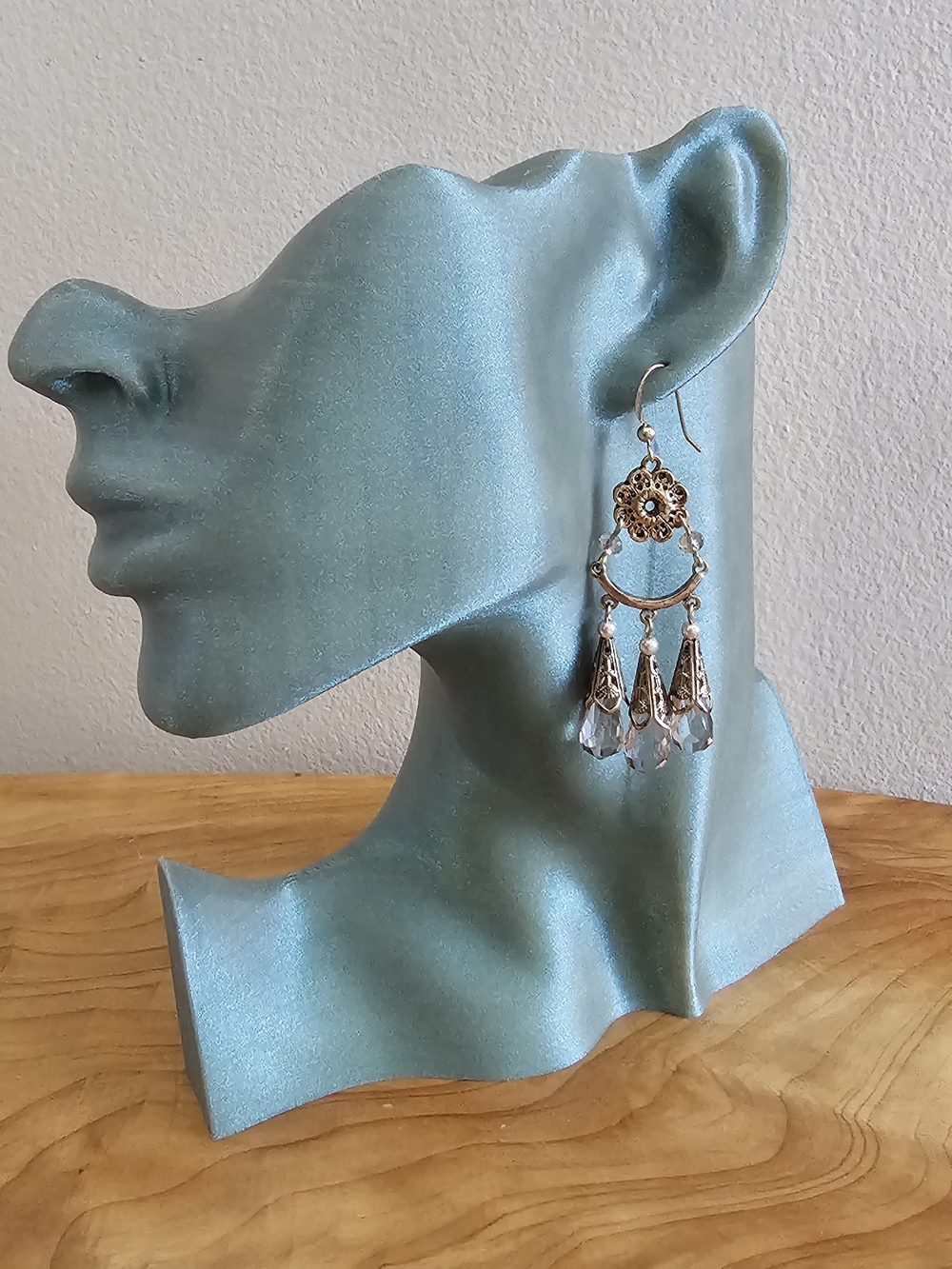 Teardrop Chandelier Earrings with Drop Accents - Picture 2 of 4